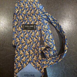 CELINE PARIS NAUTICAL THEME SILK NECK TIE MEN LIGHT BLUE COLOR